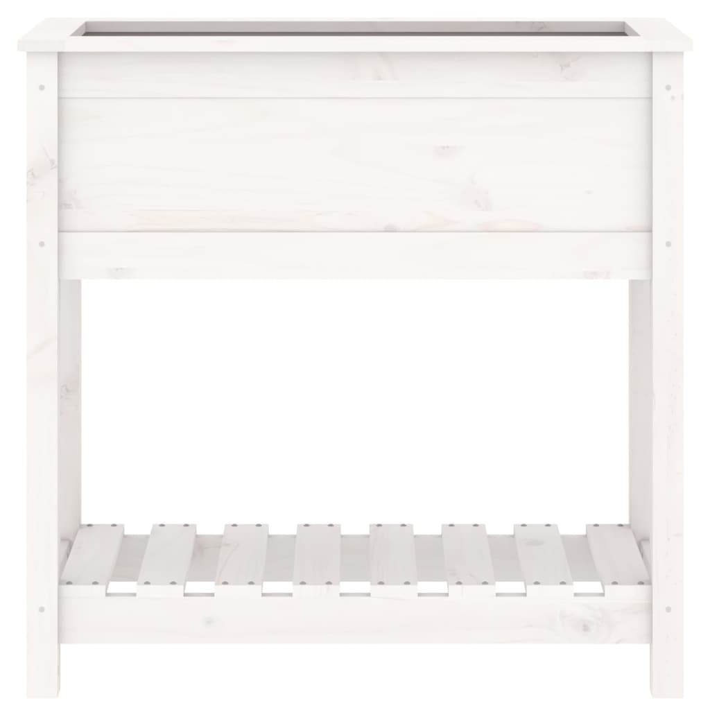 Jardinieră cu raft, alb, 82,5x34,5x81 cm, lemn masiv de pin