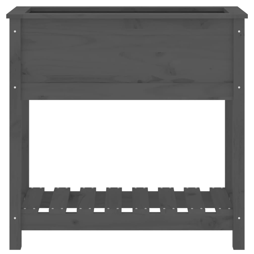 Jardinieră cu raft, gri, 82,5x34,5x81 cm, lemn masiv de pin