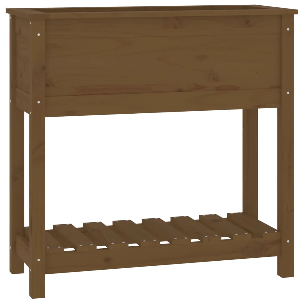 Jardinieră cu raft, maro miere, 82,5x34,5x81 cm, lemn masiv pin