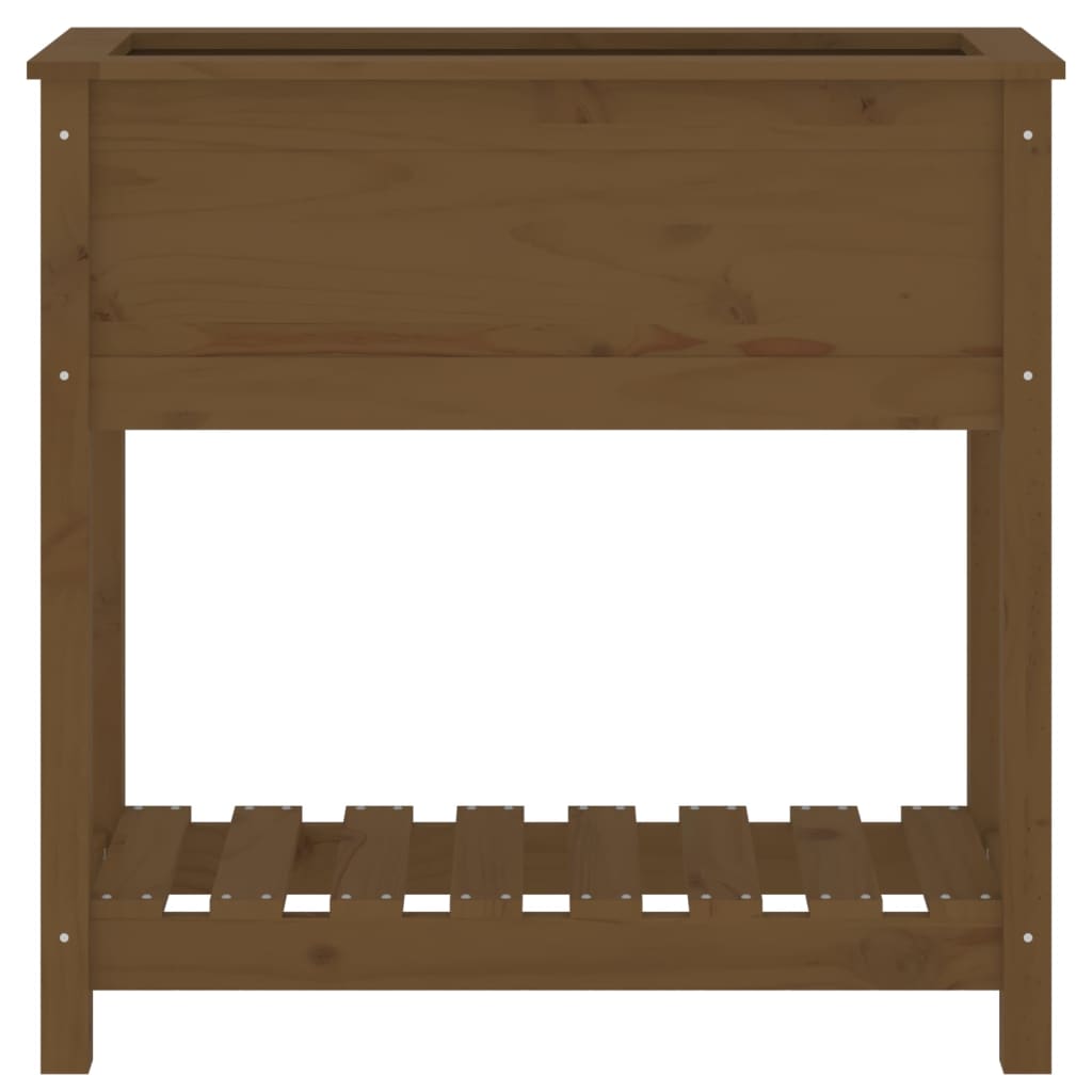 Jardinieră cu raft, maro miere, 82,5x34,5x81 cm, lemn masiv pin