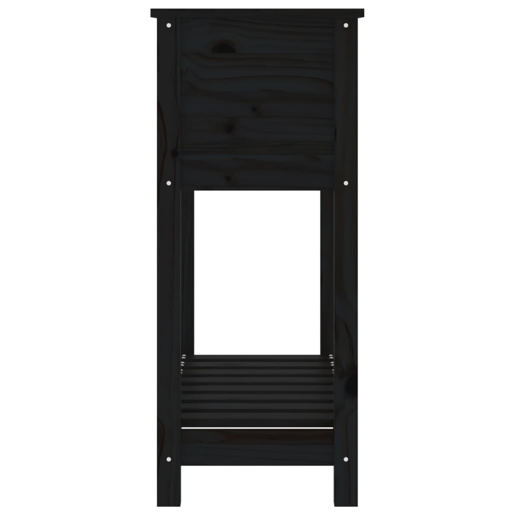 Jardinieră cu raft, negru, 82,5x34,5x81 cm, lemn masiv de pin