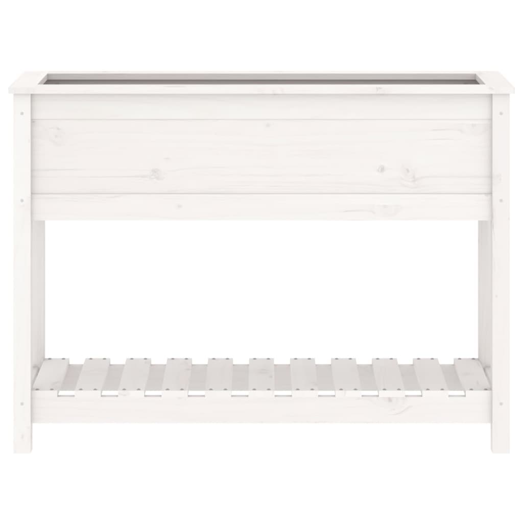 Jardinieră cu raft, alb, 111,5x34,5x81 cm, lemn masiv de pin