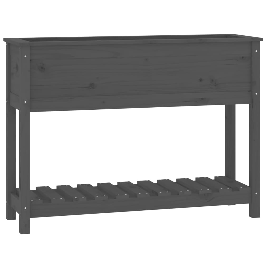 Jardinieră cu raft, gri, 111,5x34,5x81 cm, lemn masiv de pin