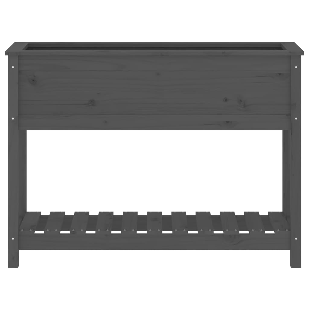 Jardinieră cu raft, gri, 111,5x34,5x81 cm, lemn masiv de pin