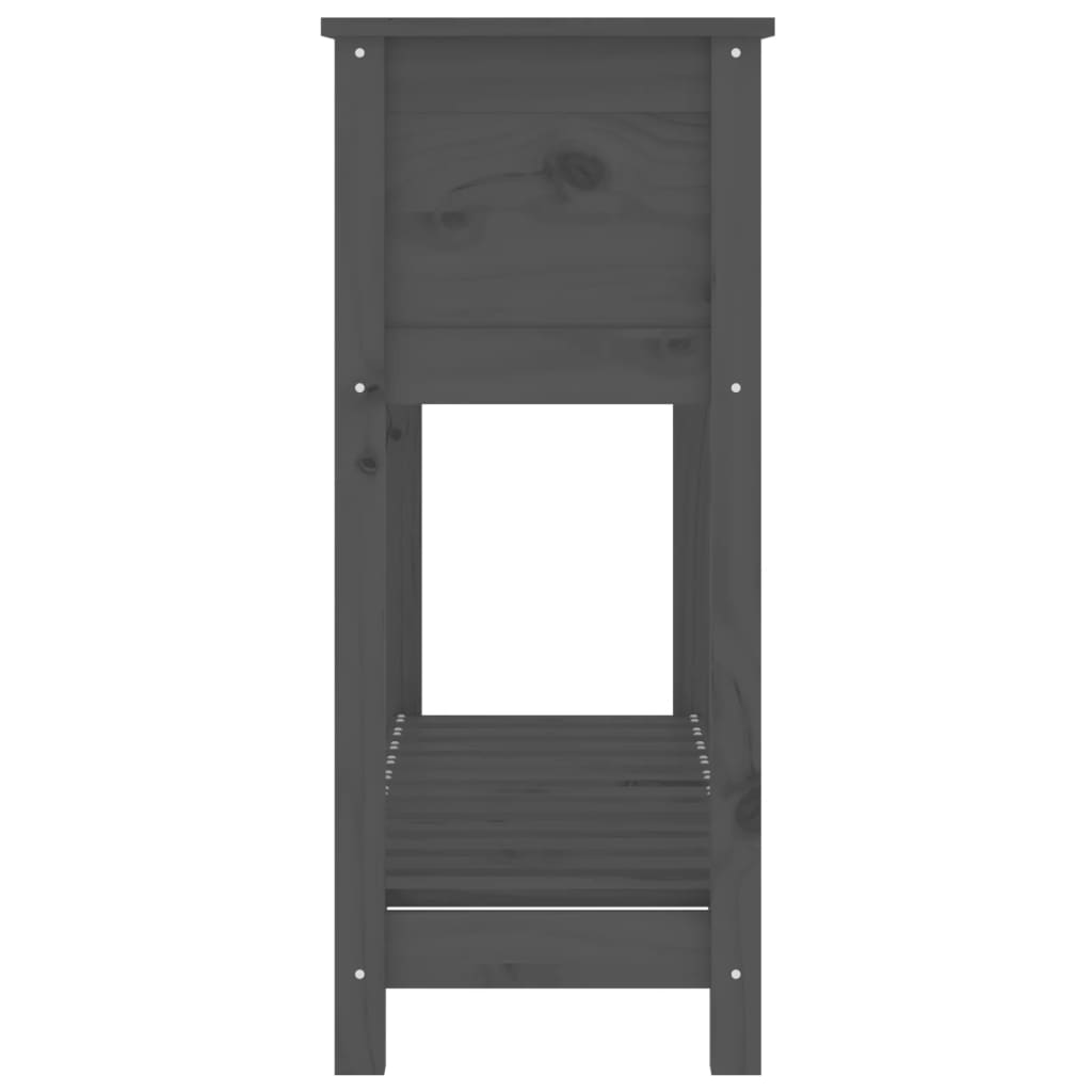 Jardinieră cu raft, gri, 111,5x34,5x81 cm, lemn masiv de pin
