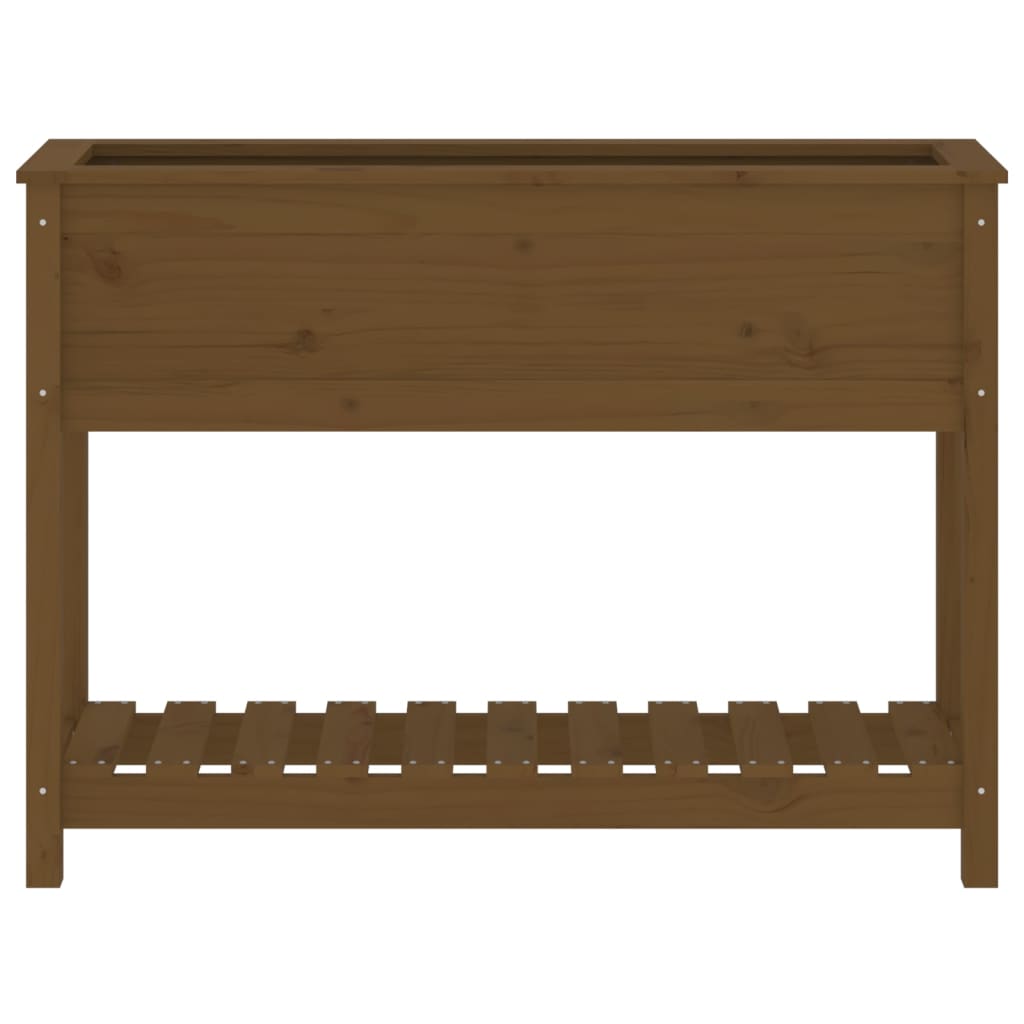 Jardinieră cu raft maro miere 111,5x34,5x81 cm lemn masiv pin