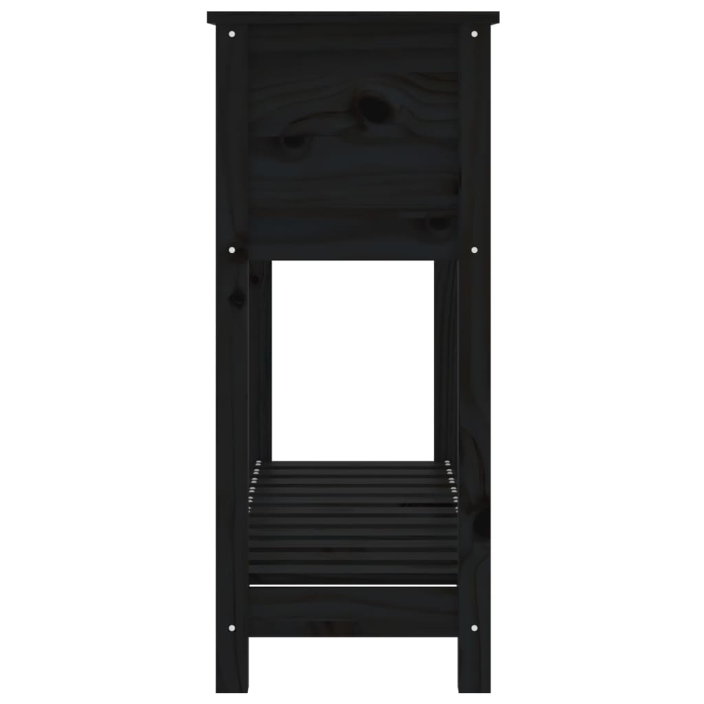 Jardinieră cu raft, negru, 111,5x34,5x81 cm, lemn masiv de pin
