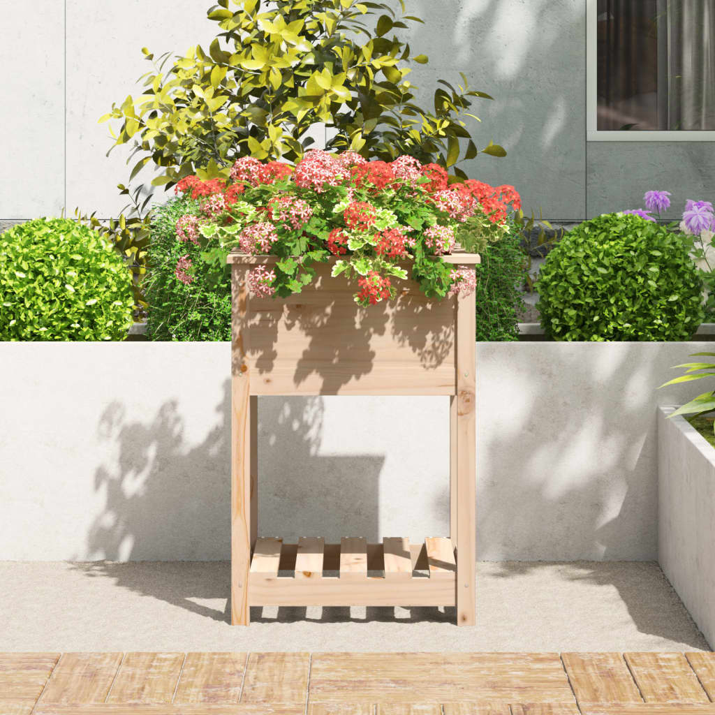 Jardinieră cu raft, 54x54x81 cm, lemn masiv de pin