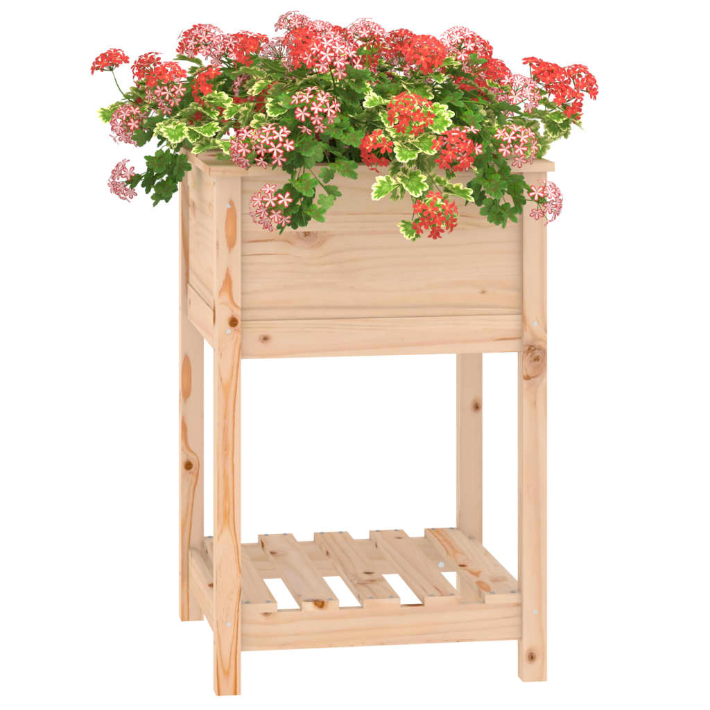Jardinieră cu raft, 54x54x81 cm, lemn masiv de pin