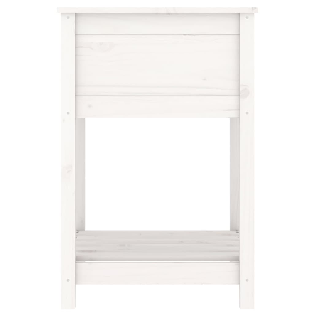 Jardinieră cu raft, alb, 54x54x81 cm, lemn masiv de pin