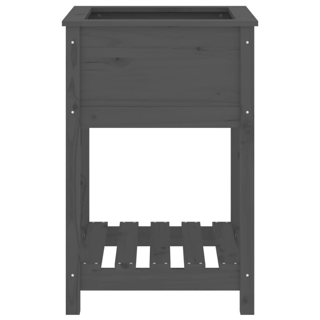 Jardinieră cu raft, gri, 54x54x81 cm, lemn masiv de pin