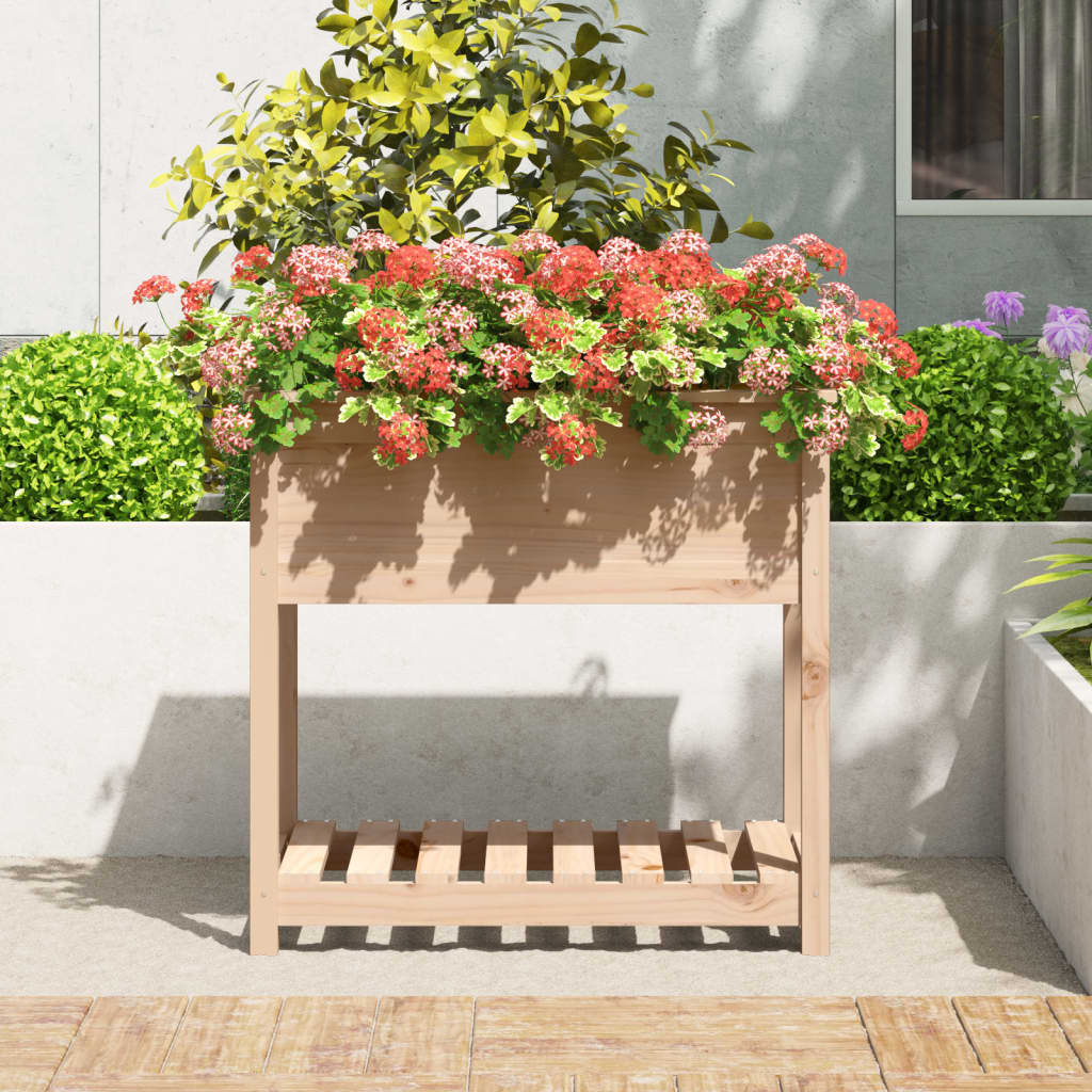 Jardinieră cu raft, 82,5x54x81 cm, lemn masiv de pin