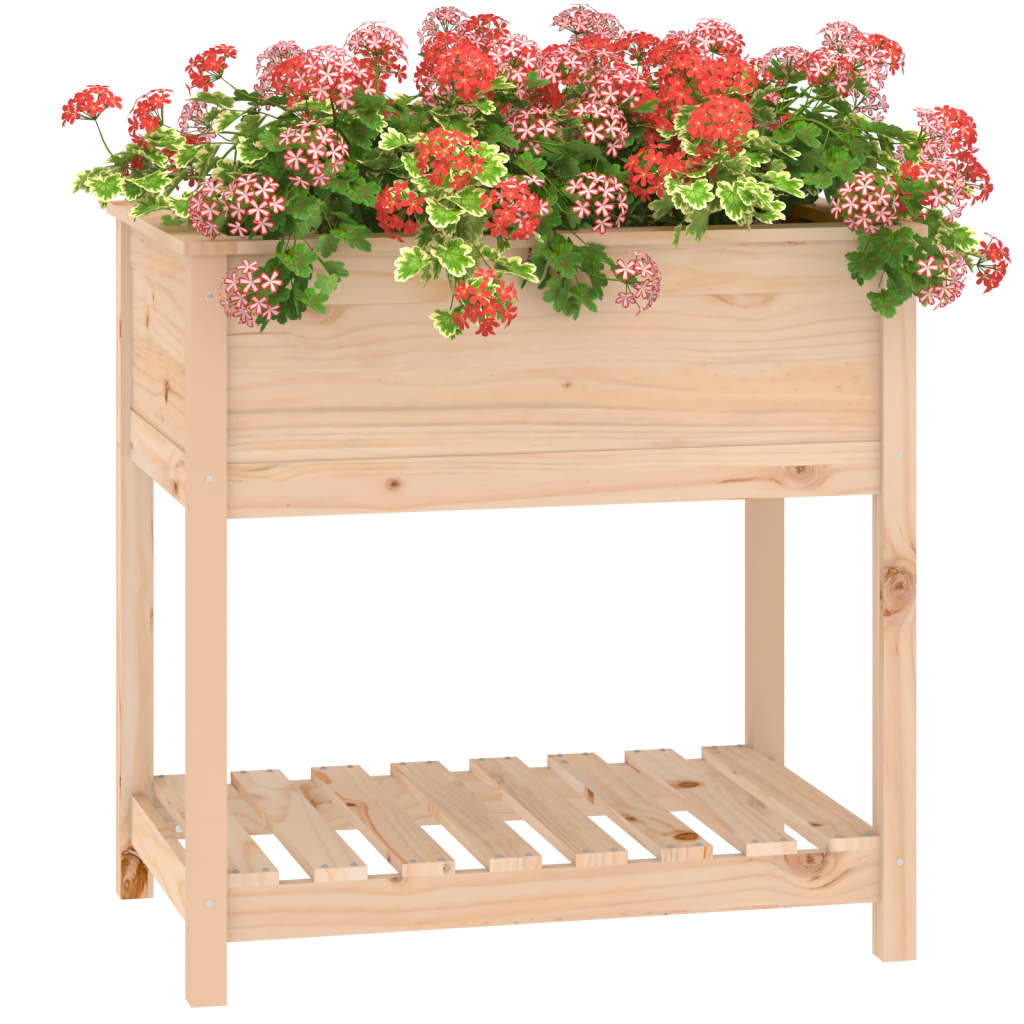 Jardinieră cu raft, 82,5x54x81 cm, lemn masiv de pin