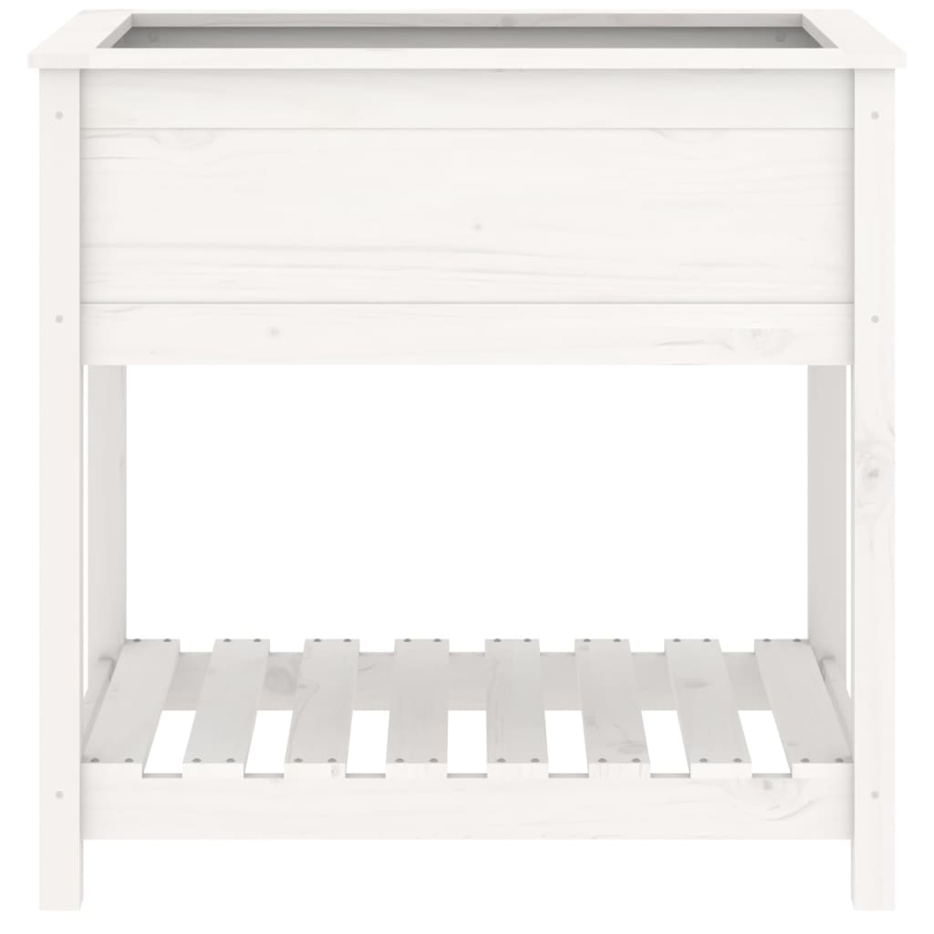 Jardinieră cu raft, alb, 82,5x54x81 cm, lemn masiv de pin