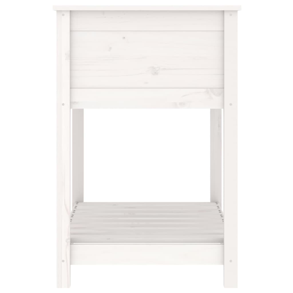 Jardinieră cu raft, alb, 82,5x54x81 cm, lemn masiv de pin