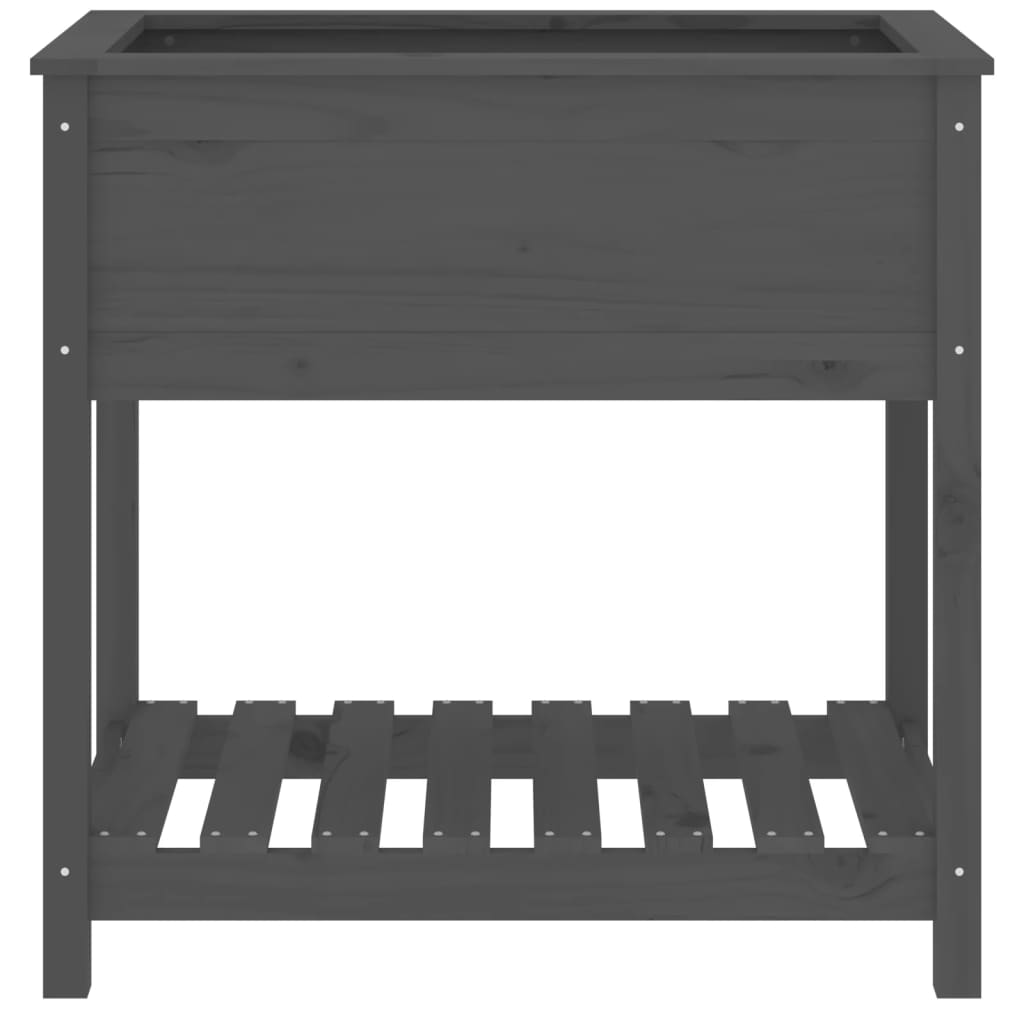 Jardinieră cu raft, gri, 82,5x54x81 cm, lemn masiv de pin