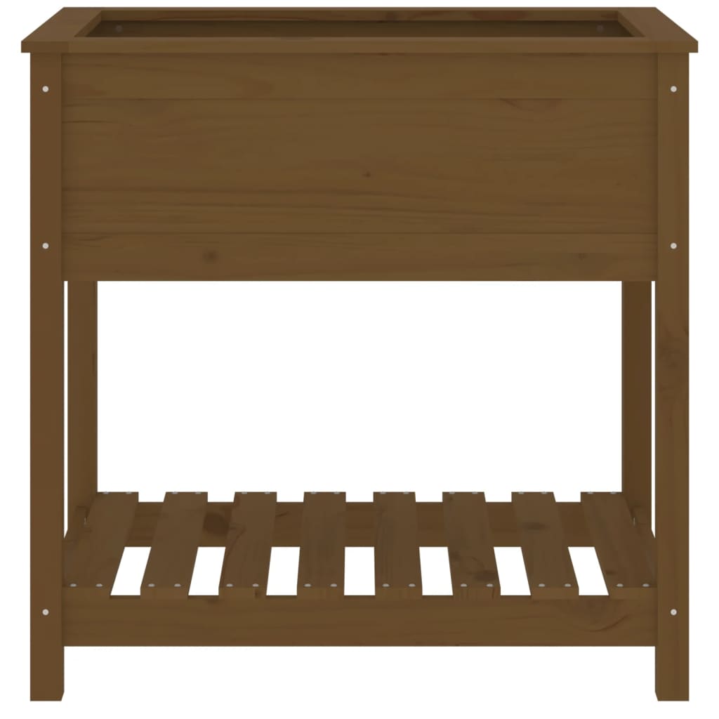 Jardinieră cu raft, maro miere, 82,5x54x81 cm, lemn masiv pin