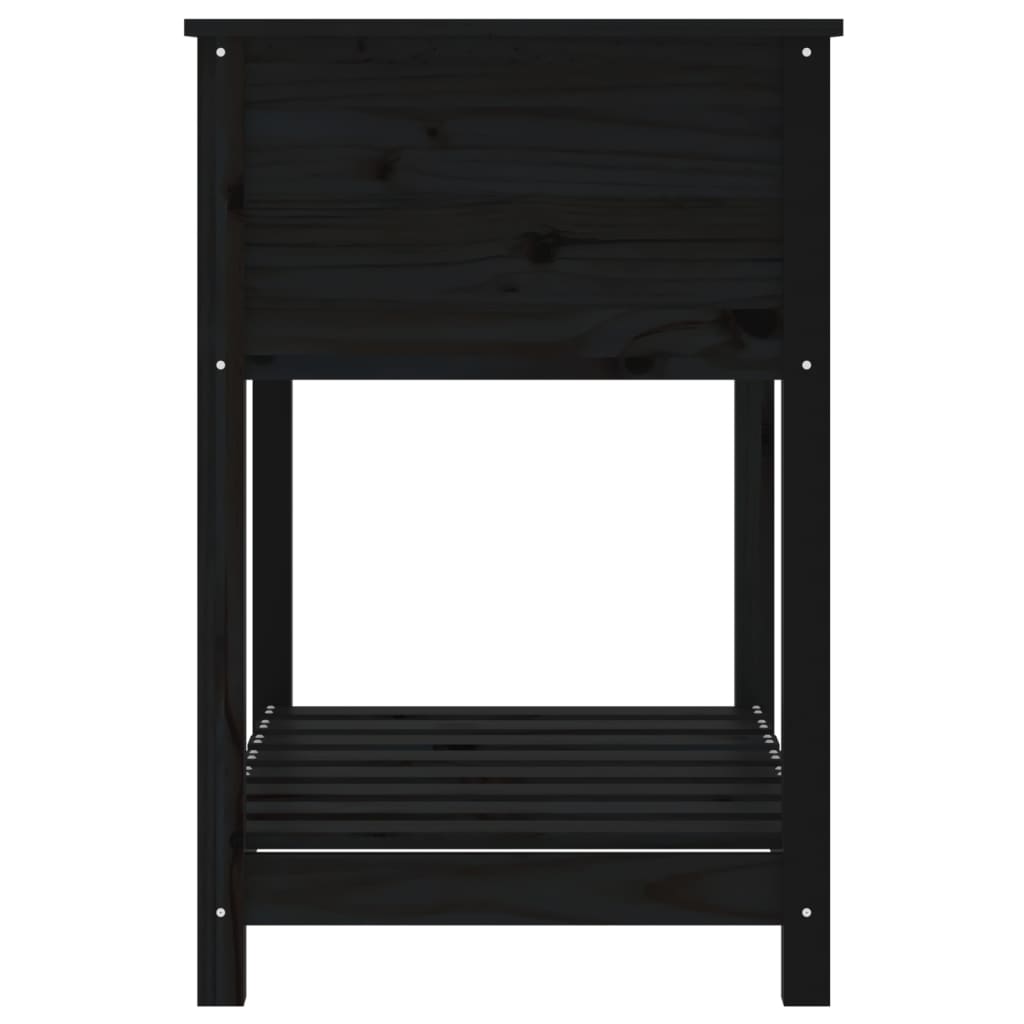 Jardinieră cu raft, negru, 82,5x54x81 cm, lemn masiv de pin