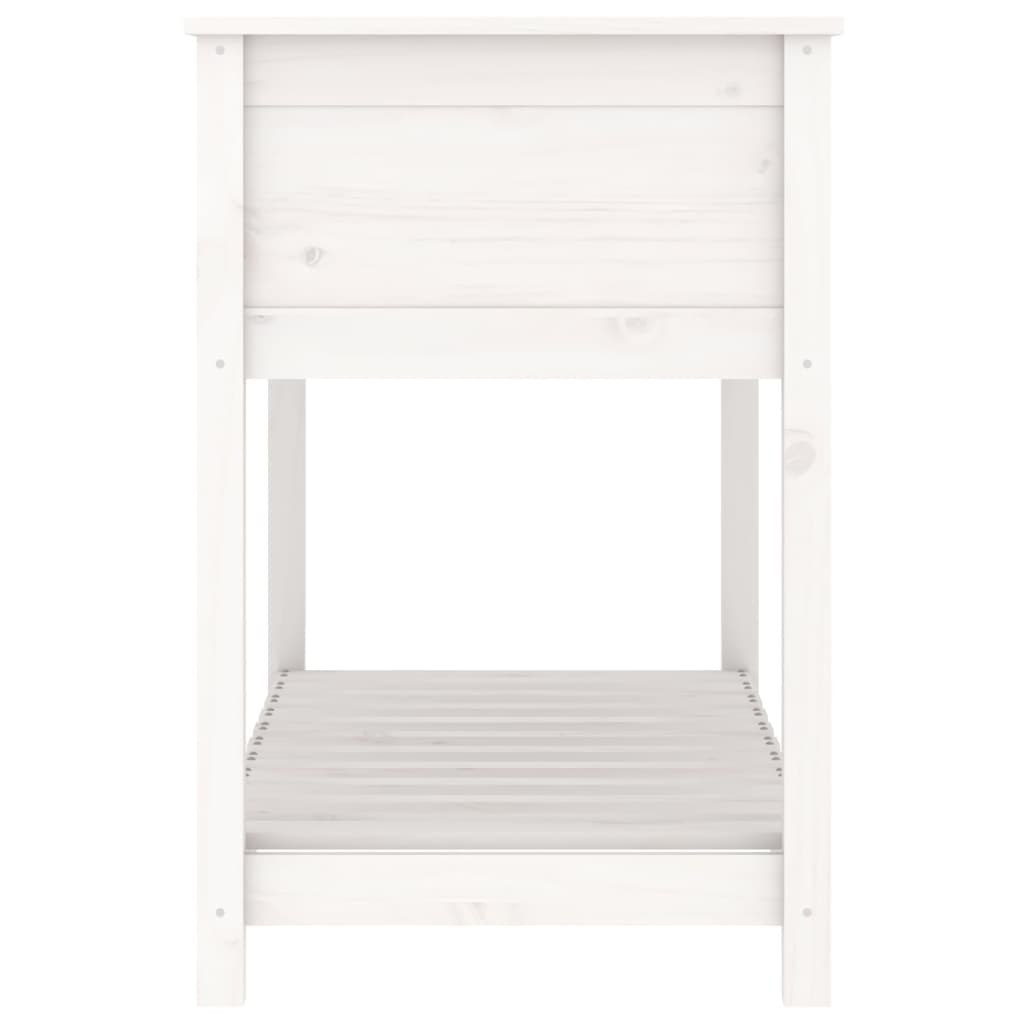 Jardinieră cu raft, alb, 111,5x54x81 cm, lemn masiv de pin