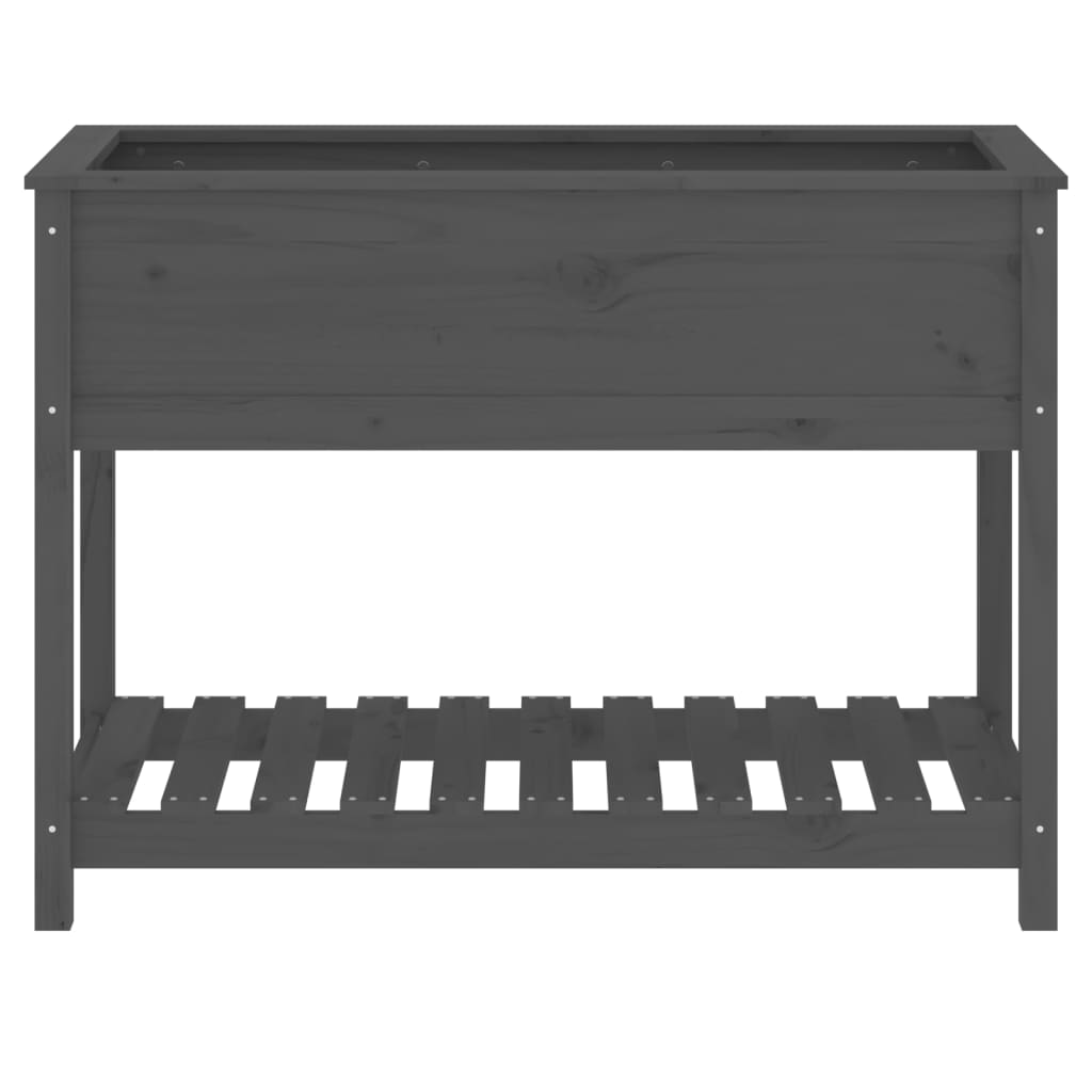 Jardinieră cu raft, gri, 111,5x54x81 cm, lemn masiv de pin
