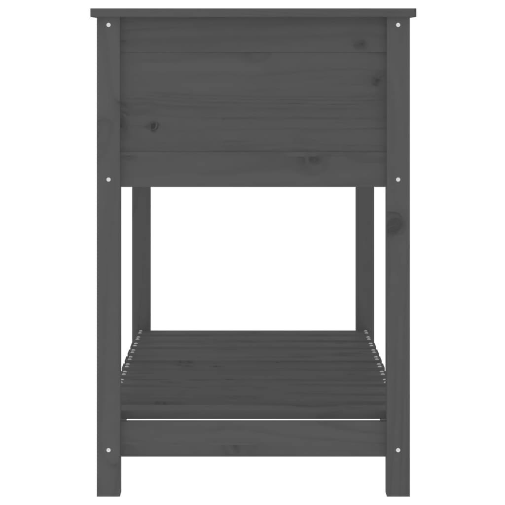 Jardinieră cu raft, gri, 111,5x54x81 cm, lemn masiv de pin