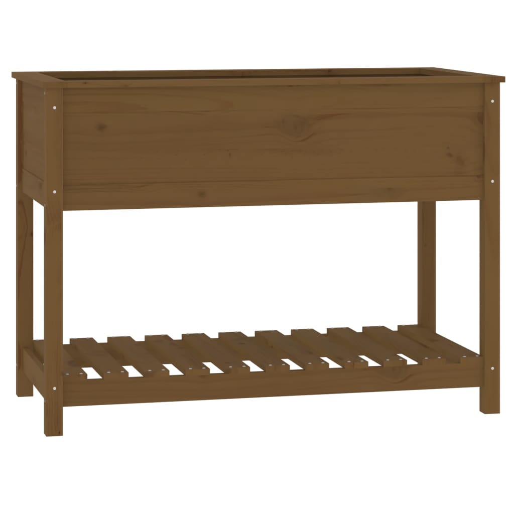 Jardinieră cu raft, maro miere, 111,5x54x81 cm, lemn masiv pin