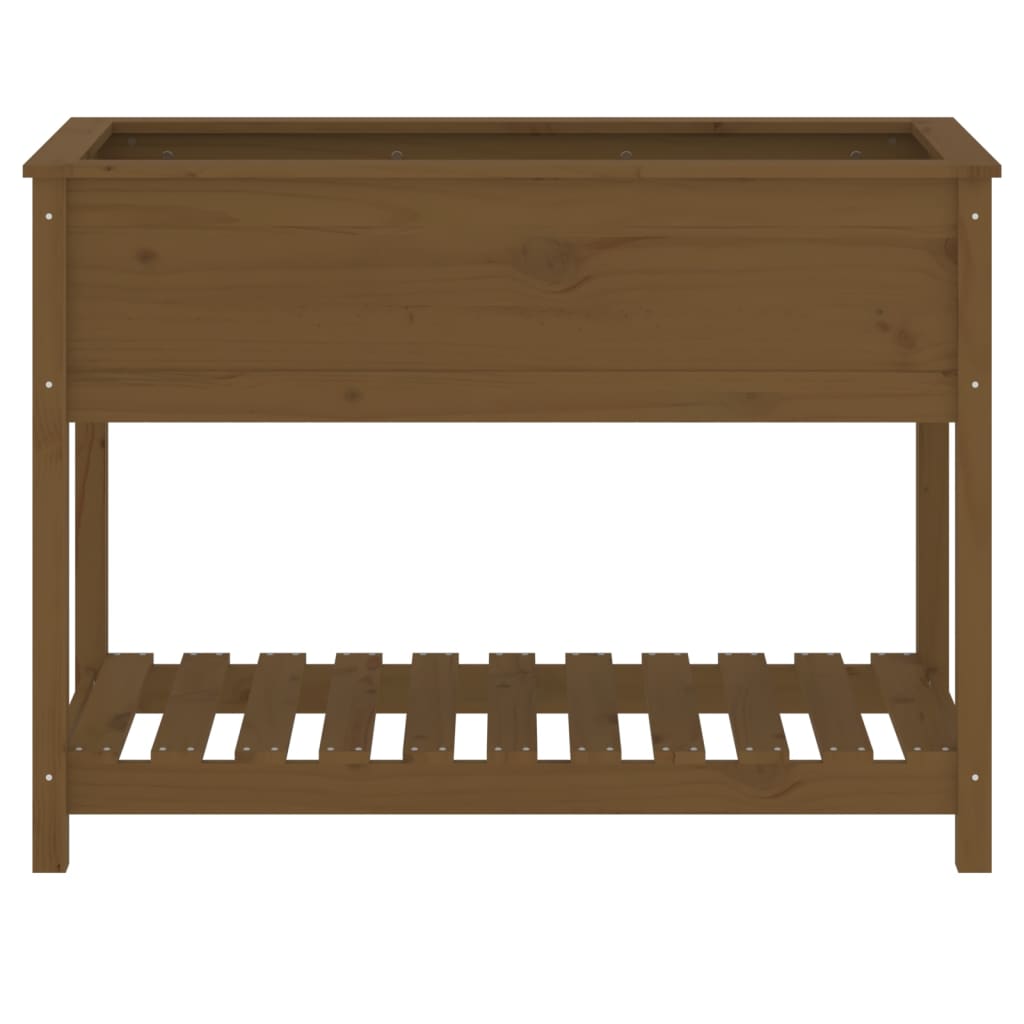 Jardinieră cu raft, maro miere, 111,5x54x81 cm, lemn masiv pin