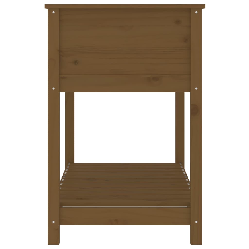 Jardinieră cu raft, maro miere, 111,5x54x81 cm, lemn masiv pin