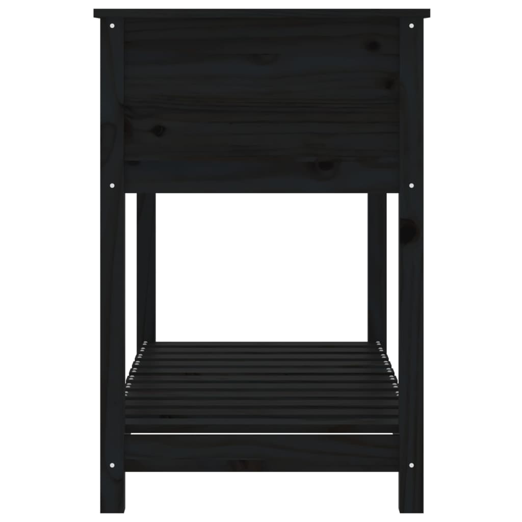 Jardinieră cu raft, negru, 111,5x54x81 cm, lemn masiv de pin