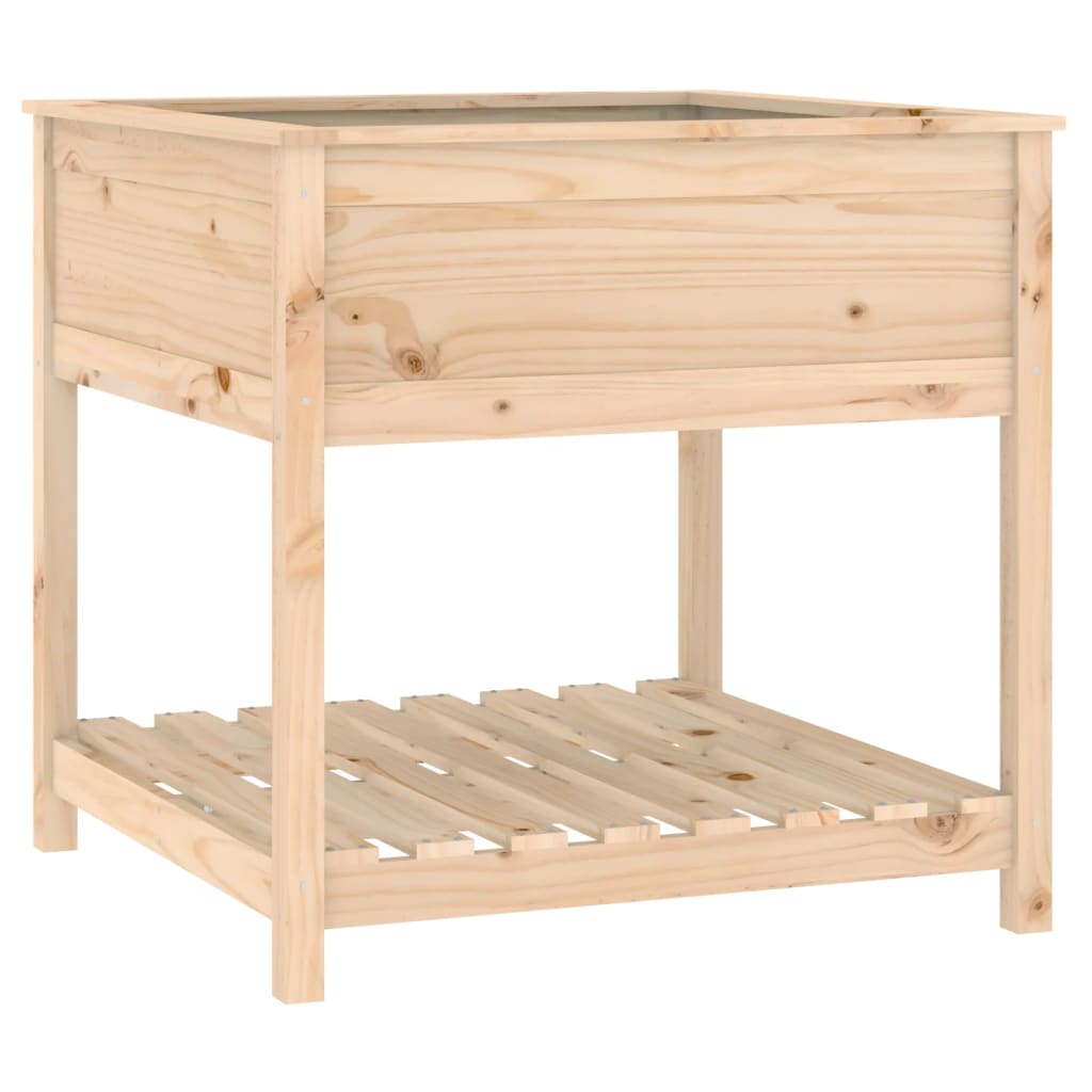 Jardinieră cu raft, 82,5x82,5x81 cm, lemn masiv de pin