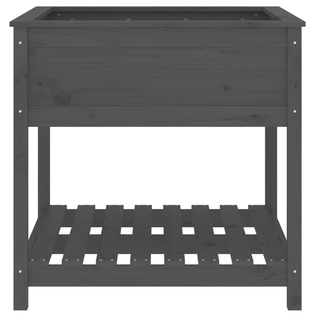 Jardinieră cu raft, gri, 82,5x82,5x81 cm, lemn masiv de pin