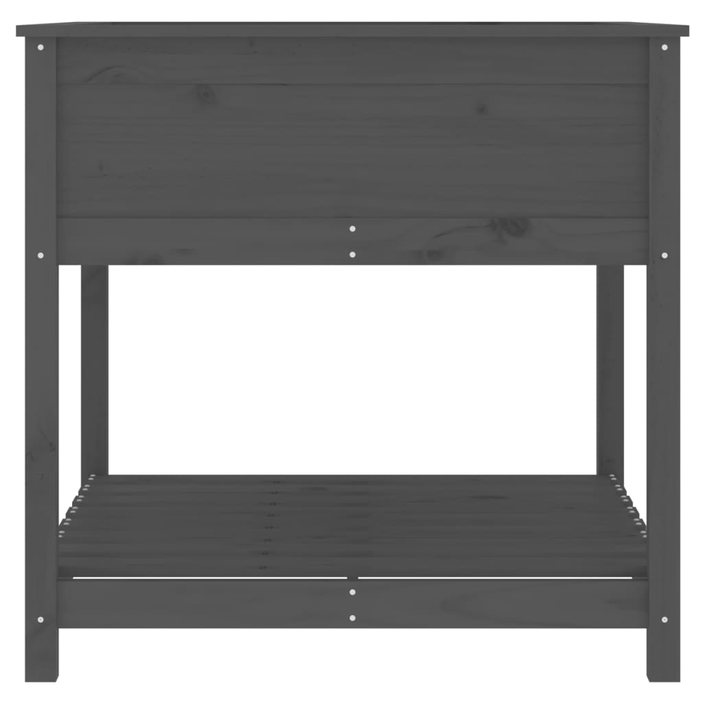 Jardinieră cu raft, gri, 82,5x82,5x81 cm, lemn masiv de pin