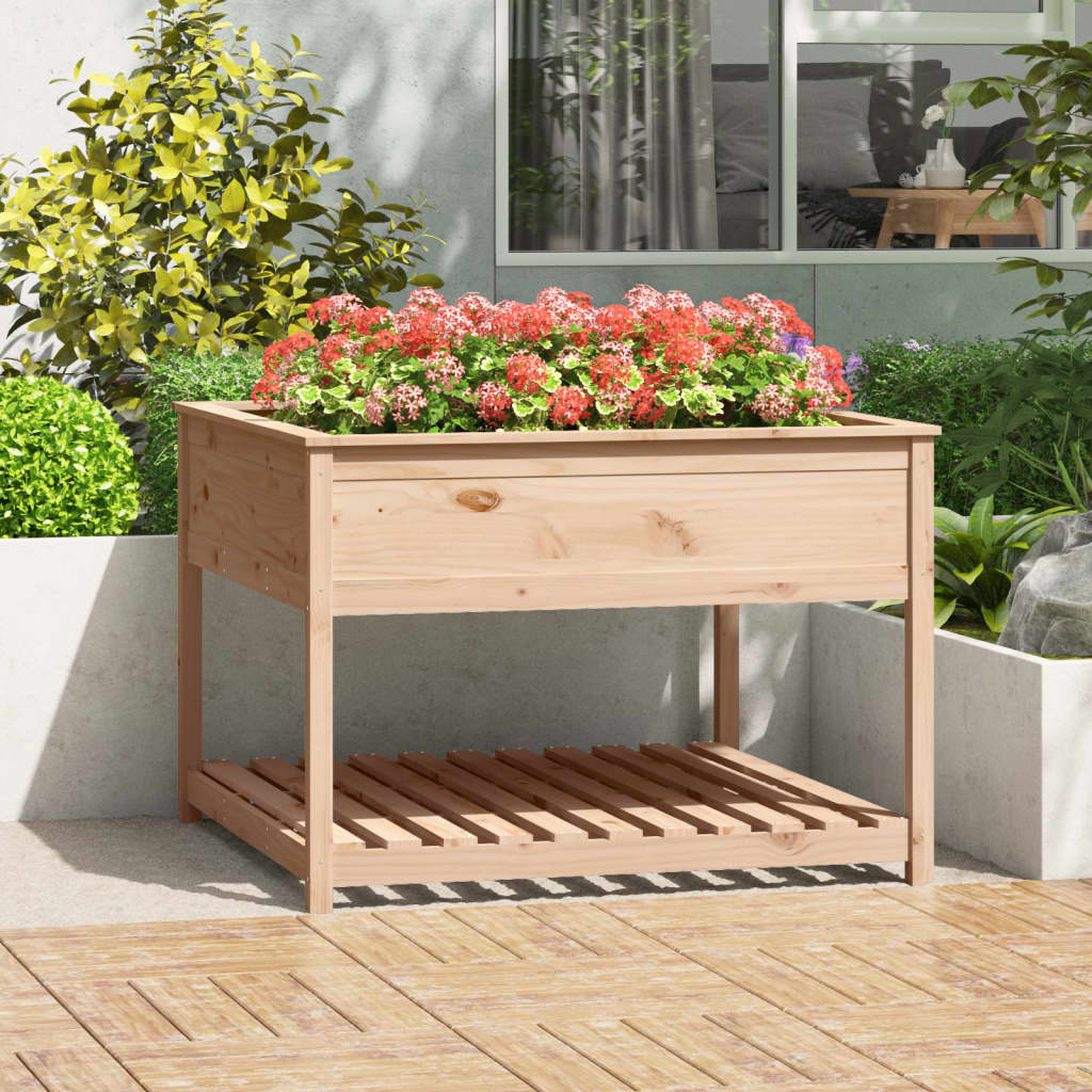 Jardinieră cu raft, 111,5x111,5x81 cm, lemn masiv de pin