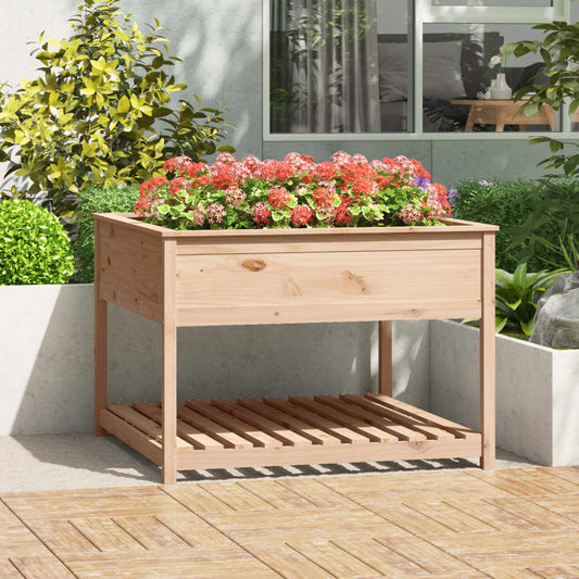Jardinieră cu raft, 111,5x111,5x81 cm, lemn masiv de pin