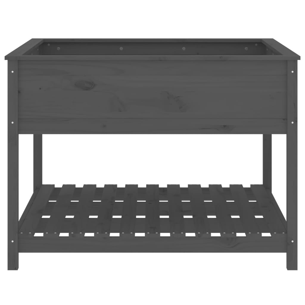 Jardinieră cu raft, gri, 111,5x111,5x81 cm, lemn masiv de pin