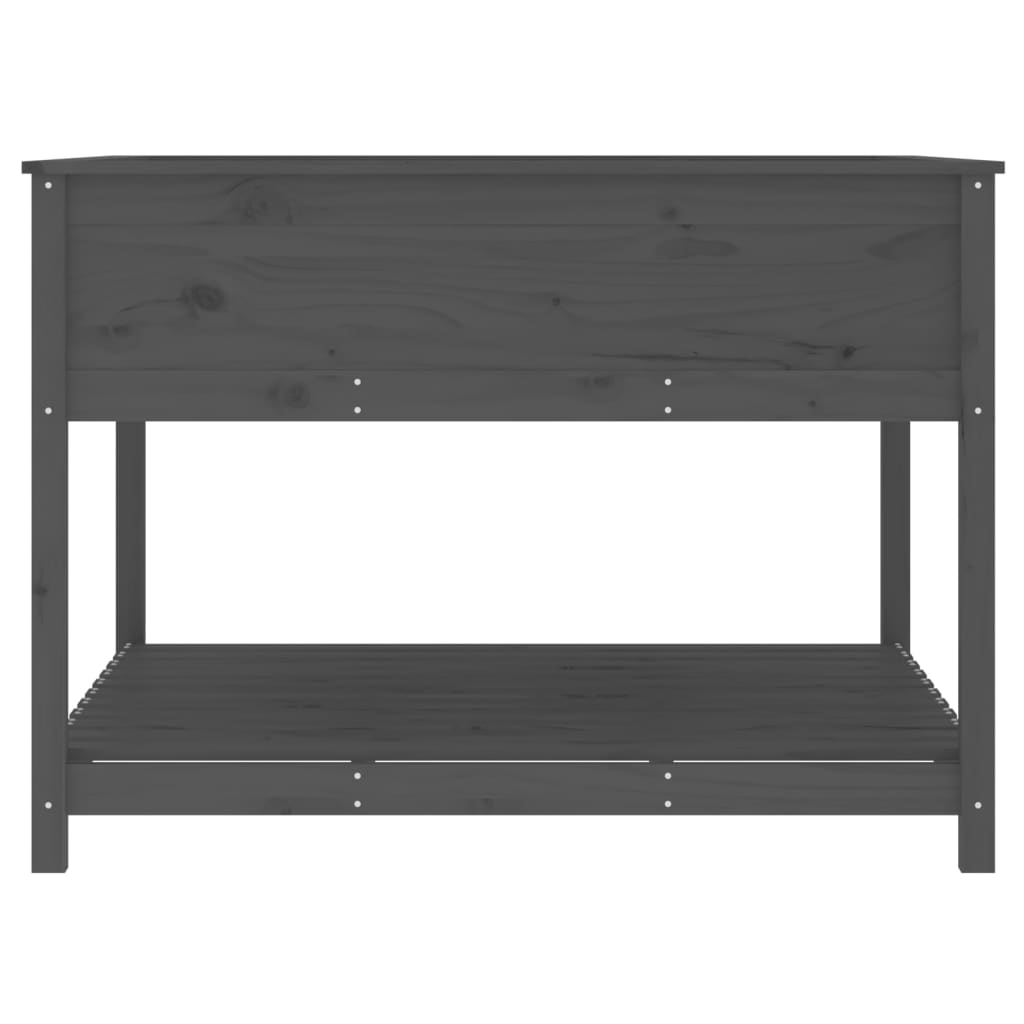 Jardinieră cu raft, gri, 111,5x111,5x81 cm, lemn masiv de pin