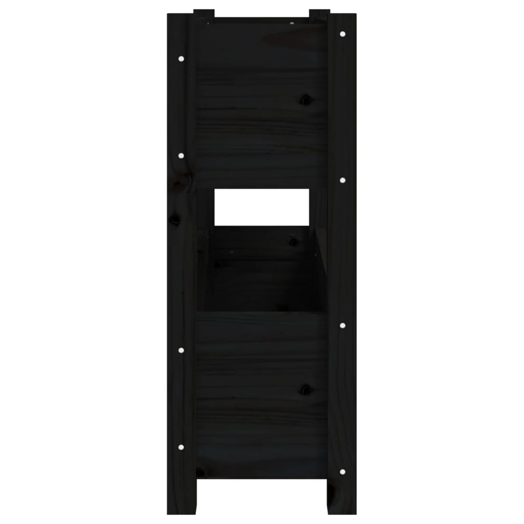 Jardinieră, negru, 77x25x66 cm, lemn masiv de pin