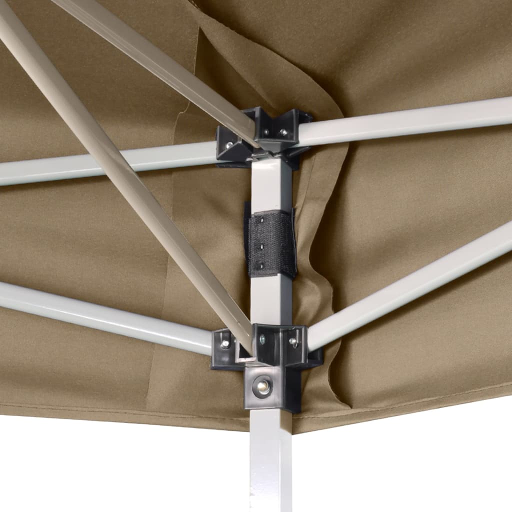Foișor pliabil hexagonal pop-up gri taupe 3,6x3,1 m 220g/m²