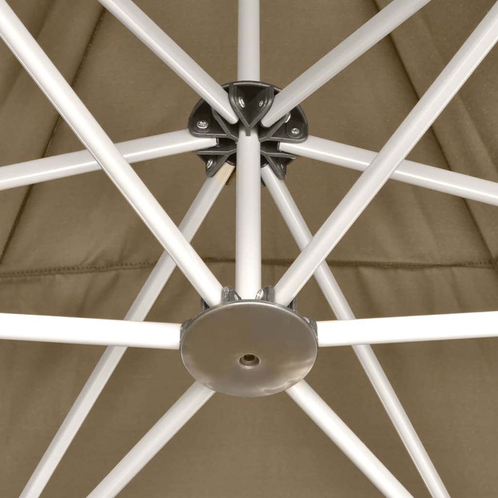 Foișor pliabil hexagonal pop-up gri taupe 3,6x3,1 m 220g/m²