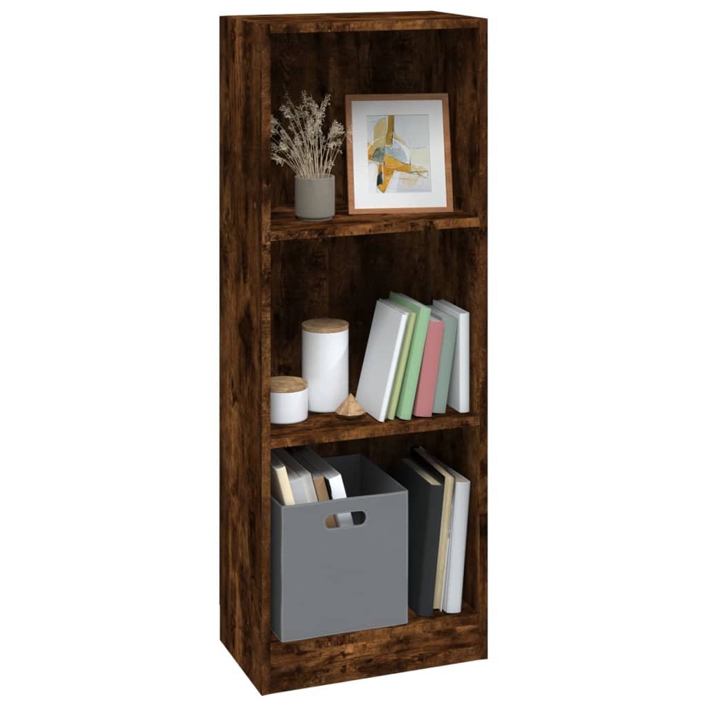 Bookcase 3 levels smoky oak 40x24x109 cm composite wood