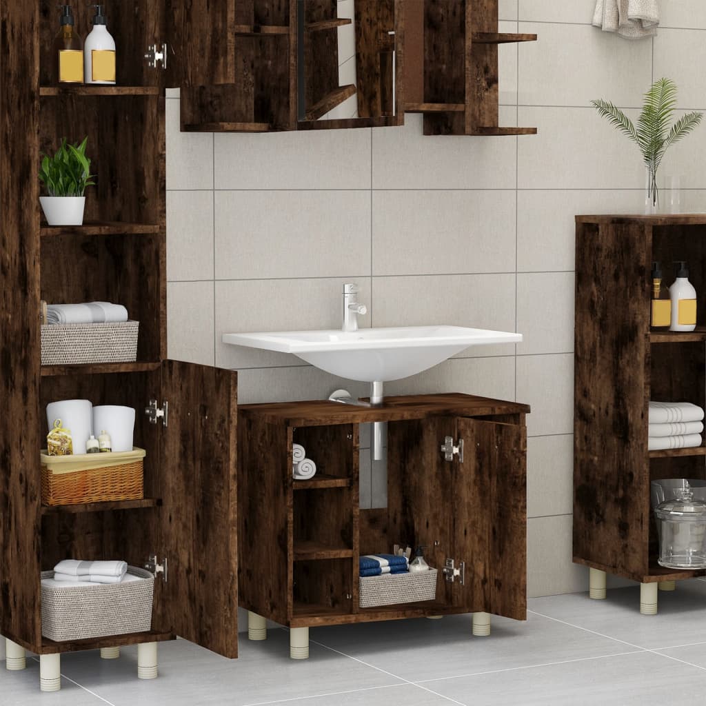 Bathroom cabinet, smoky oak, 60x32x53.5 cm, composite wood