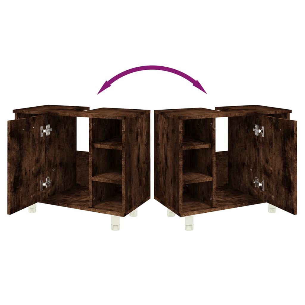 Bathroom cabinet, smoky oak, 60x32x53.5 cm, composite wood
