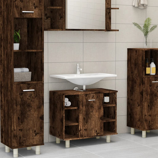 Bathroom cabinet, smoky oak, 60x32x53.5 cm, composite wood
