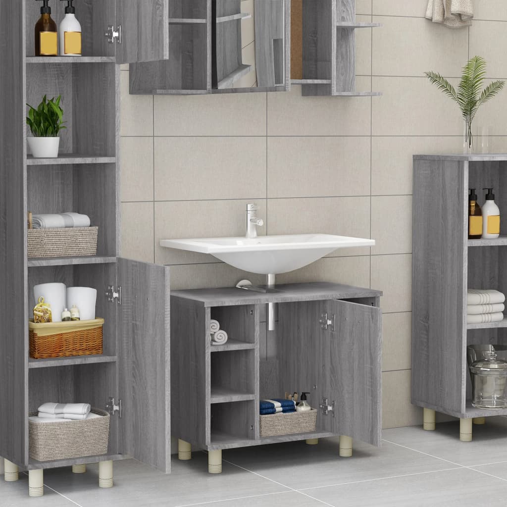 Bathroom cabinet, sonoma grey, 60x32x53.5 cm, composite wood