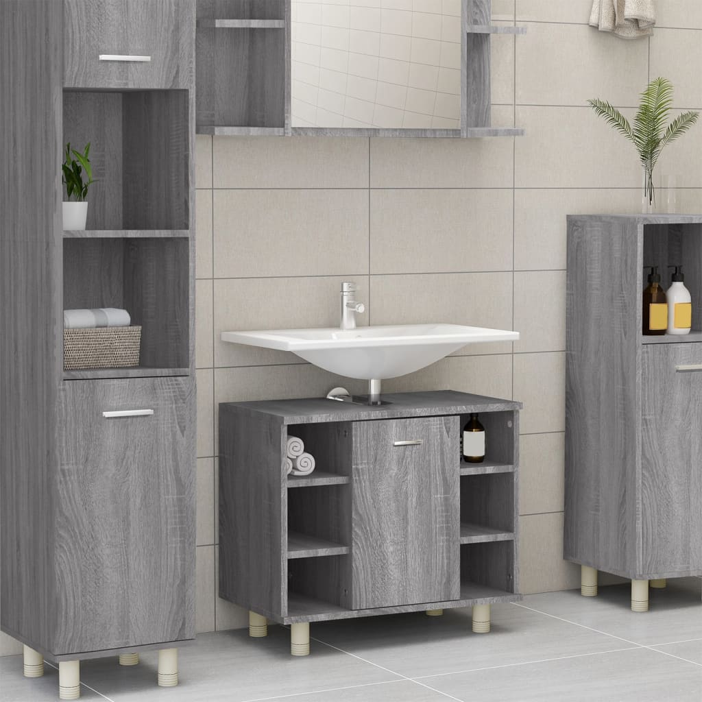 Bathroom cabinet, sonoma grey, 60x32x53.5 cm, composite wood
