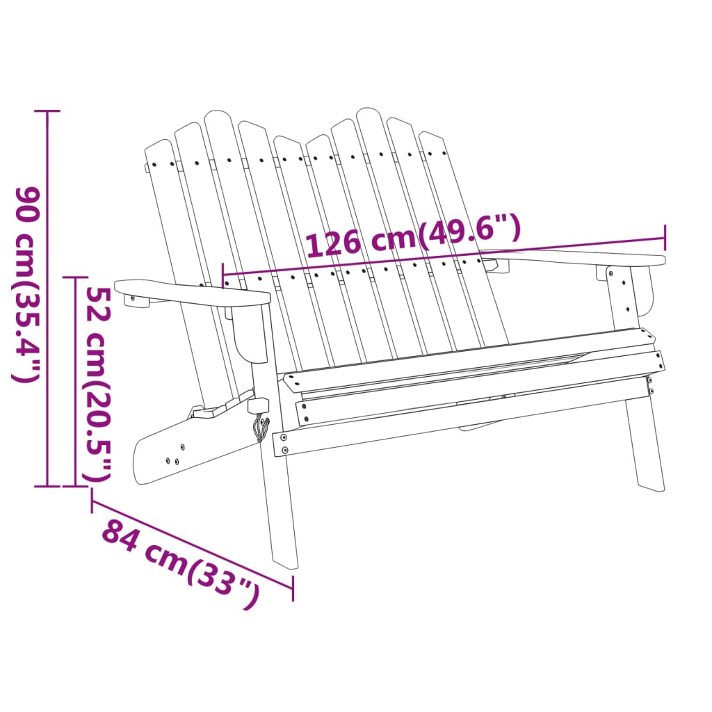 Bancă de grădină Adirondack cu perne 126 cm, lemn masiv acacia