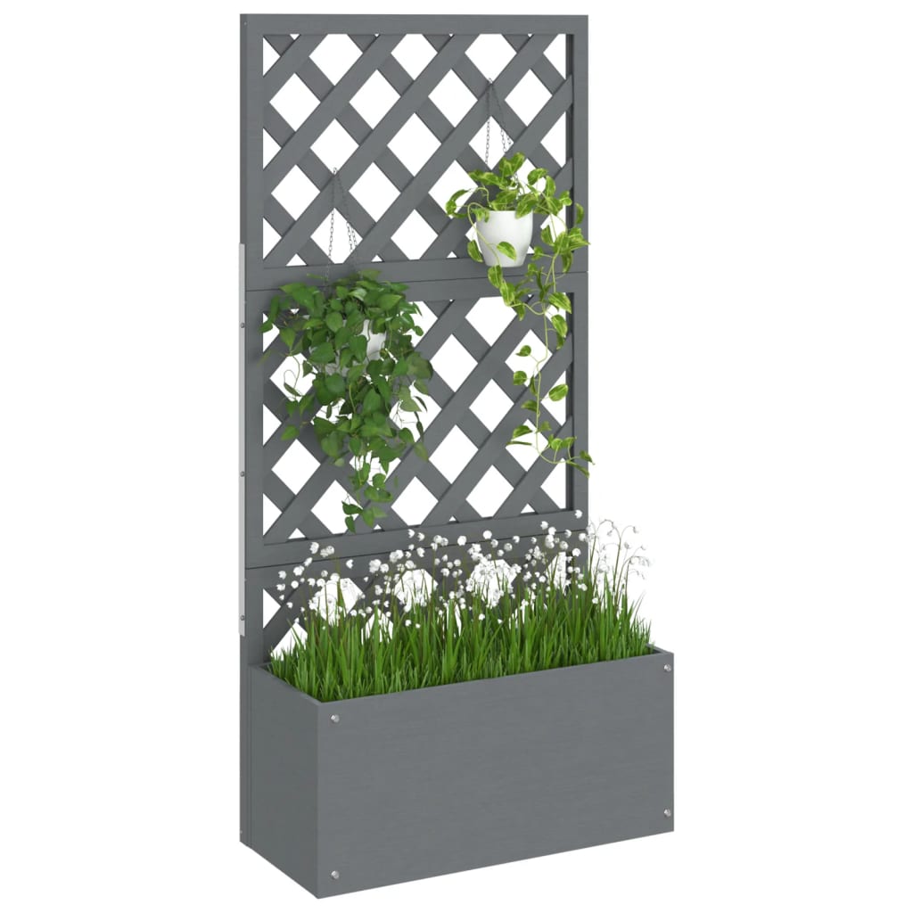 Jardinieră cu spalier, gri, 65x33x135 cm, WPC