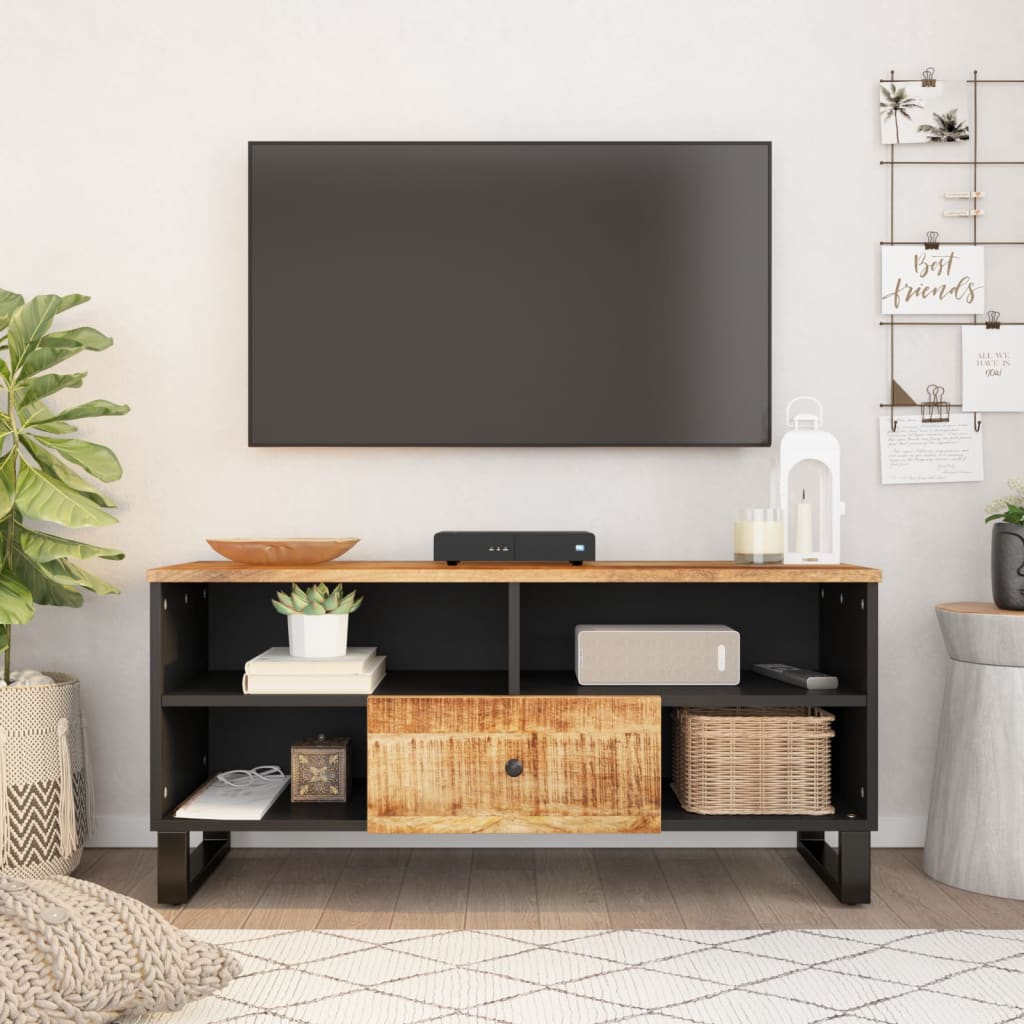 Dulap TV, 100x33x46 cm, lemn masiv de mango și lemn prelucrat