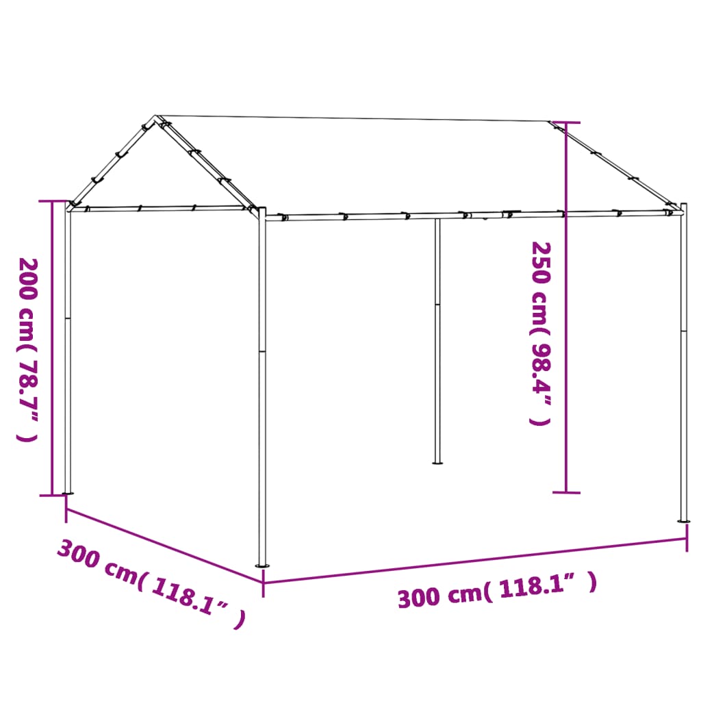 Cort pavilion, bej, 3x3 m, oțel și material textil