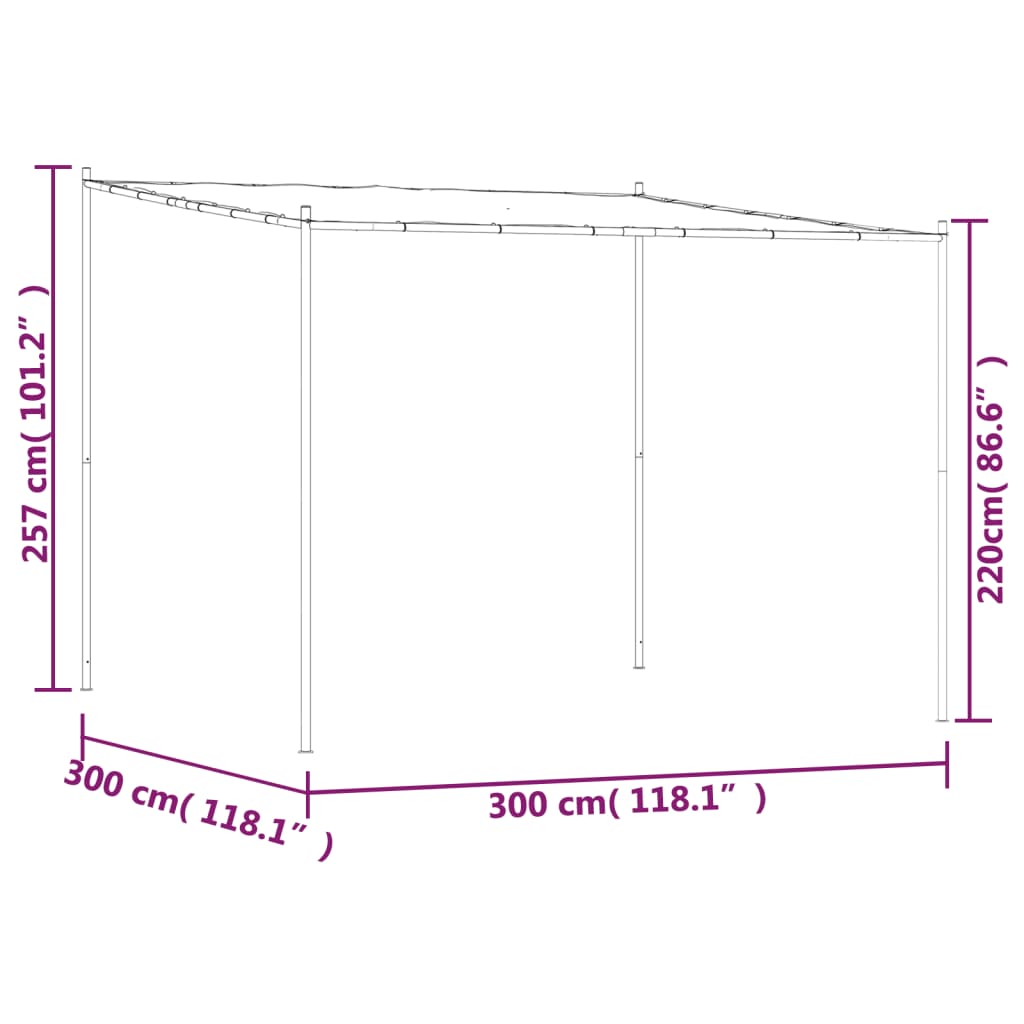 Foișor, bej, 3x3 m, 180 g/m², material textil și oțel